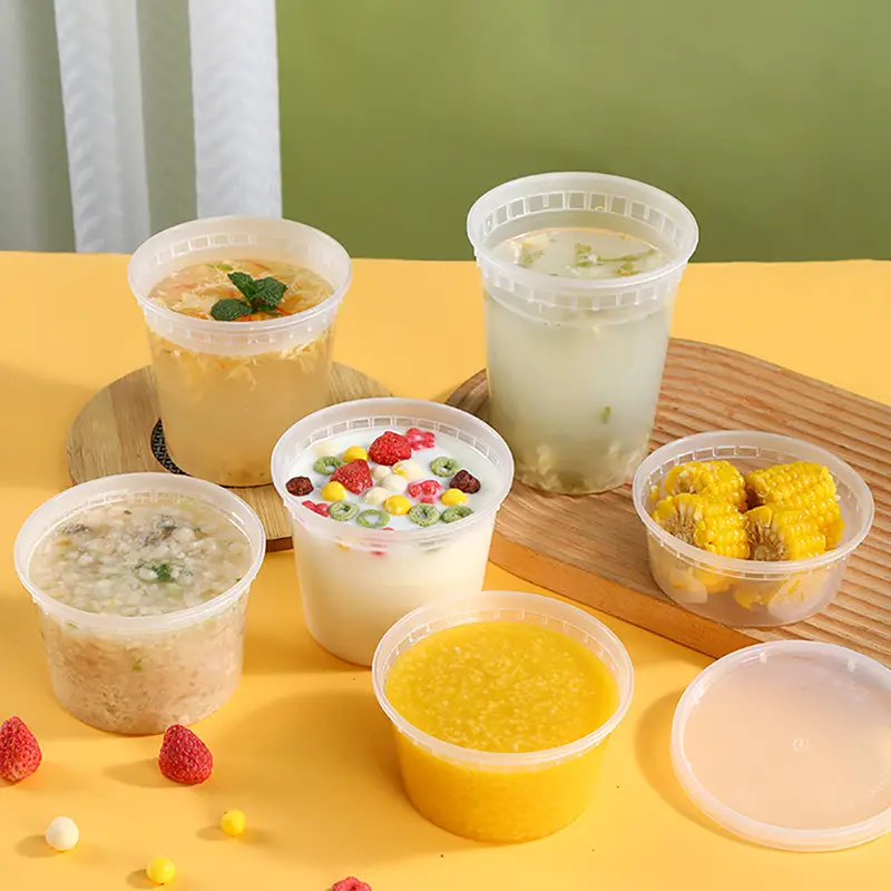 Przezroczysty okrągły plastikowy pojemnik na żywność o pojemności 12 uncji