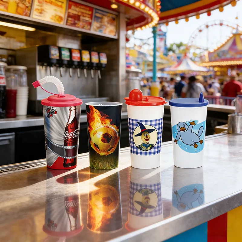 Plastikowy kubek z nadrukiem o pojemności 500 ml