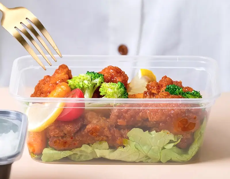 750ml Clear Rectangular Plastic Food Container